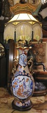 Large Antique Japanese Imari Vase Table Lamp Hand Painted geisha  Figures 49cm