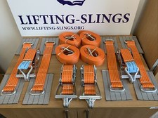 4x Orange Car Trailer Transporter Recovery Straps Truck Heavy Duty Alloy Wheel