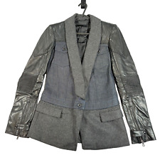 Diesel Black Gold Womens Black Leather/Denim/Cashmere Jacket Size 40 UK 8