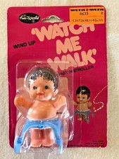 Vintage White Knob Windup Baby in Stroller Fun World Watch me Walk MIP Toys R Us