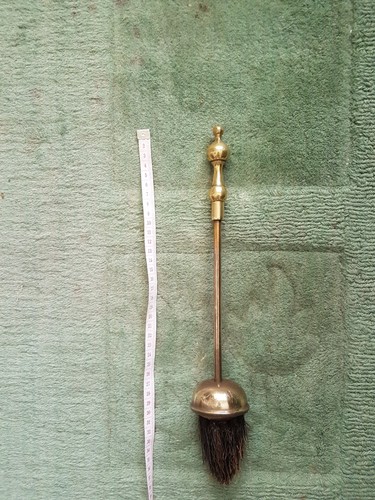 Vintage brass hearth brush - hearth,