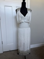 Herve Leger White Fringe Dress