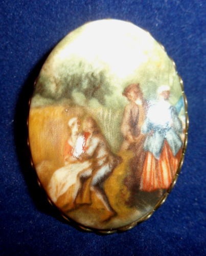 Limoges style lapel pin cameo - limoges,