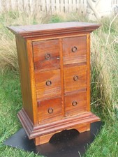 Vintage Wooden Apothecary Spice Chest With 6 Drawers Indian Handmade 40 cm Tall