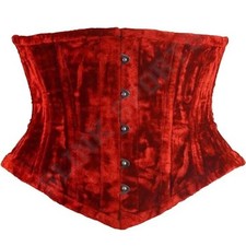 Women Heavy Duty Steel Boned Under Bust Corsets Waist Training Red Velvet Corset