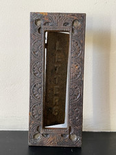 Old Vintage Antique Iron Upright Door Letter Box Plate