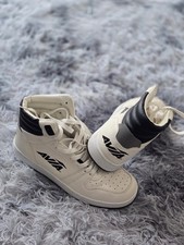 Avia men's high-top sneakers white with black accents, padded heel collar.