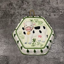 Vintage Ceramic Cow Wall Art