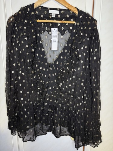 Topshop black sheer metallic - black,
