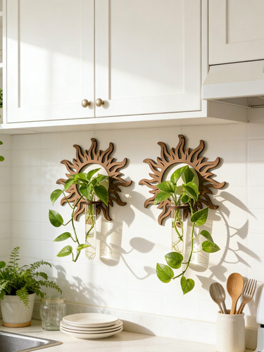 2pcs wood sun wall mounted - 2pcs,