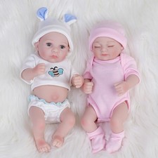 Realistic Reborn Dolls Mini Baby Twins Boy Girl Full Body Vinyl Silicone Babies