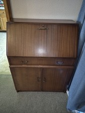Vintage 1950s solid wood writing Bureau for upcycling or restoration project