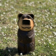 Hand Carved Wooden Barney Bear