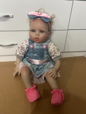 Lifelike Messy Hair Blue Eyes Girl Baby Doll Silicone Vinyl Soft Body 18"