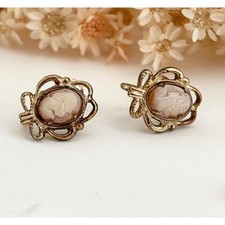 Natural Cameo & Marcasite Gold