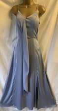 CHI CHI London Pastel Blue V Neck Long Maxi Sz 12 Front Split Winter Party Dress