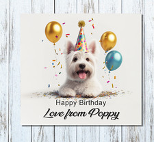 Westie Dog Birthday Card - Personalised Dog card - Mum Dad Son Sister