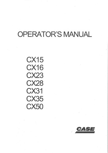 Case excavator cx15 cx16 - cx16, cx23