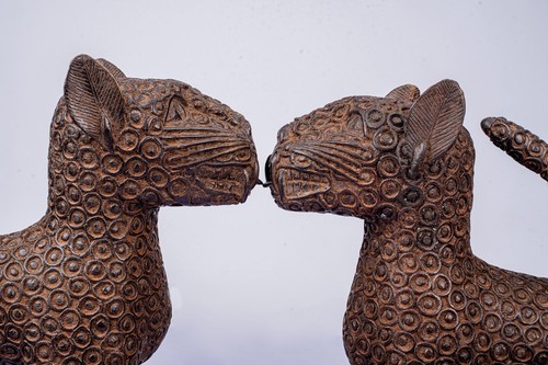 Vintage benin bronze leopard - vintage,