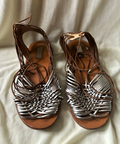 Topshop silver leather strappy - topshop,