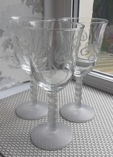 3 Vintage ETCHED WINE GLASSES