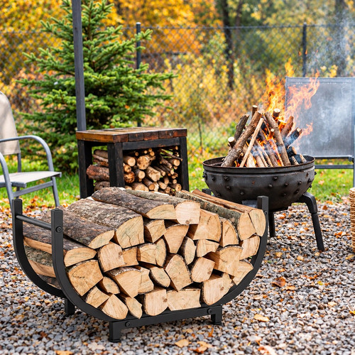 Shaped metal firewood rack - u-shaped,