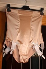 GOLD STRETCH SATIN NYLON HIGH WAIST PANTY GIRDLE 6 SUSPENDER, 30-32" W