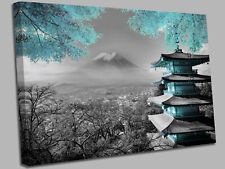 Japanese Temple Duck Egg Blue Canvas Wall Art Picture Print