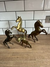 4 Vintage Mid Century Brass Horses Foal Rearing Stallion Equestrian Small/Large