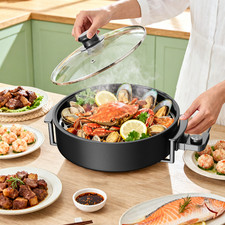 4/8 L Electric Frying Pan with Glass Lid Multi-Function Healthy Cooker Pot UK