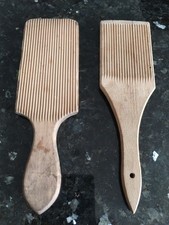 2 X Vintage Antique wooden grooved Butter Pats Paddles -Rustic Kitchenalia