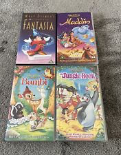4 X Walt Disney Vhs Collection Fantasia, Jungle Book, Bambi, And Aladdin