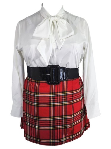 White button front pussybow - white,