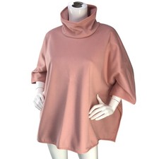 Tuckernuck Women Size OS One Size Poncho Piper Top Turtle Neck Pink Leather Trim