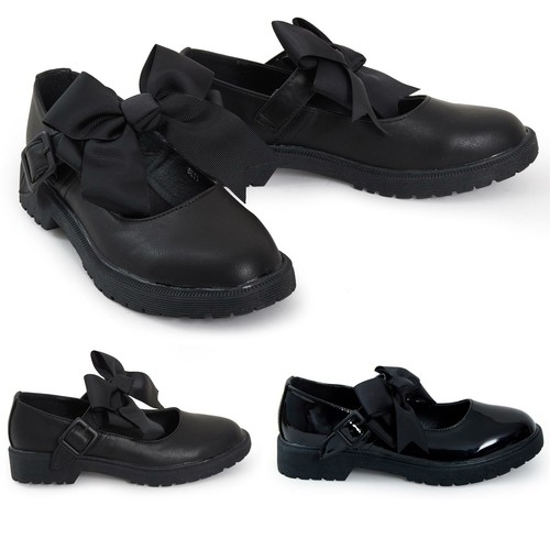 Girls patent bow - black, shiny