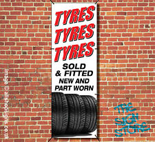 TYRES SOLD & FITTED BANNER VERTICAL OUTDOOR SIGN waterproof VERTICAL SIGN