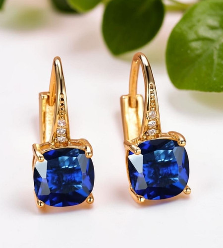Gold blue sapphire drop - blue,