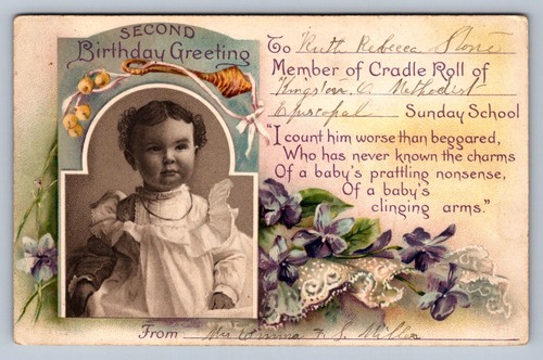 Postcard 2nd birthday greeting - birthday,
