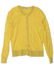 OASIS Womens Cardigan Sweater UK 12 Medium Yellow Cotton BW27