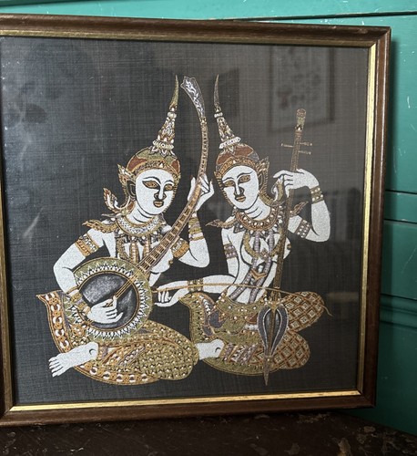 Vintage thai silk painting - thai,