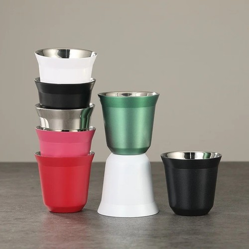 Stainless steel espresso cups - steel,