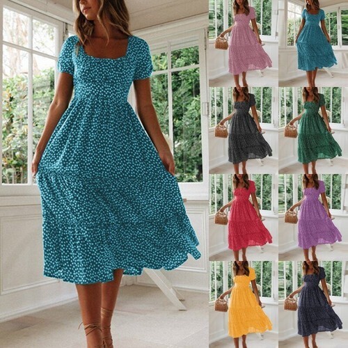 Womens floral boho midi dress - floral,