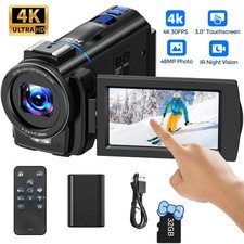 4K Touchscreen Video Camera Camcorder 48MP Night Vision 16X Digital Zoom Cam