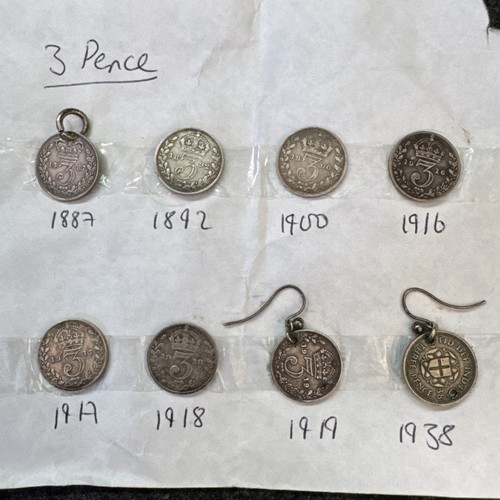 Victorian pence pieces - 3, x8