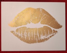 Gold Glitter Lips White Canvas