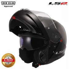 LS2 FF908 STROBE FLIP-UP MOTORCYCLE GLOSS BLACK CRASH HELMET- CUSTOMER RETURN