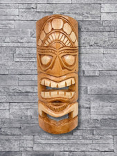 Wall Hanging Tiki Mask - Natural - Hand Carved Albesia Wood Decoration