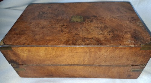 Victorian burr walnut writing - burr,