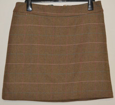 Joules HeatherTweed Check 100% Wool Mini Short Skirt Country Style Size UK 14