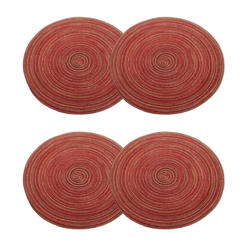 4pcs round braided - round, placemats